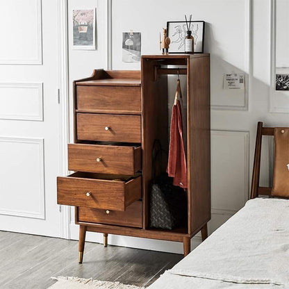 ZL Solid Wood Chest of Drawers with Clothes Rack