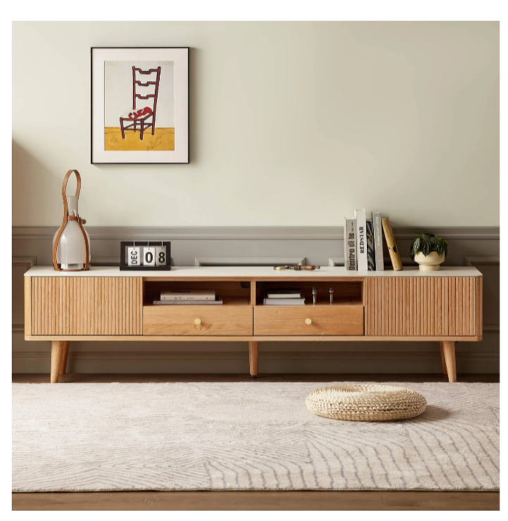 Marble Solid Wood Mid Century Modern Full Entertainment Set