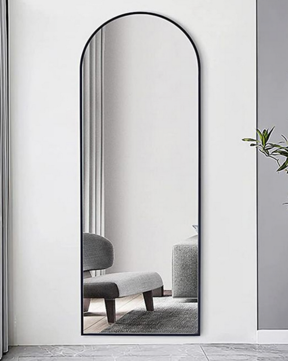 Oval Black Metal Framed Full Length Mirror