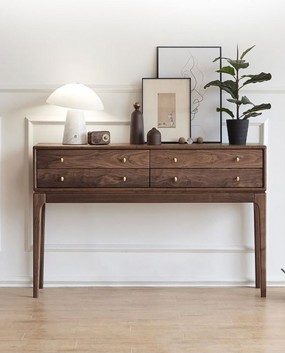 Vidaxl Console Table With 4 Drawers Black Walnut